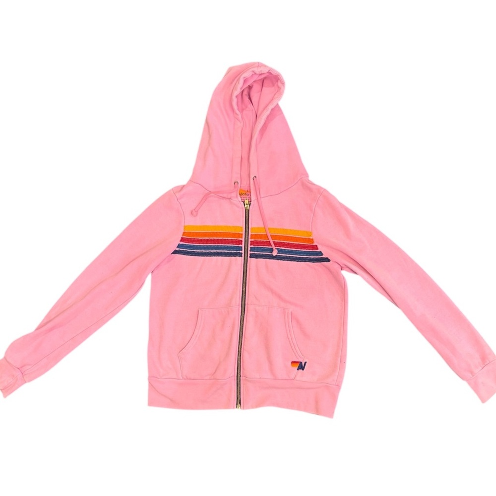 pink aviator nation stripe zipup hoodie sold out